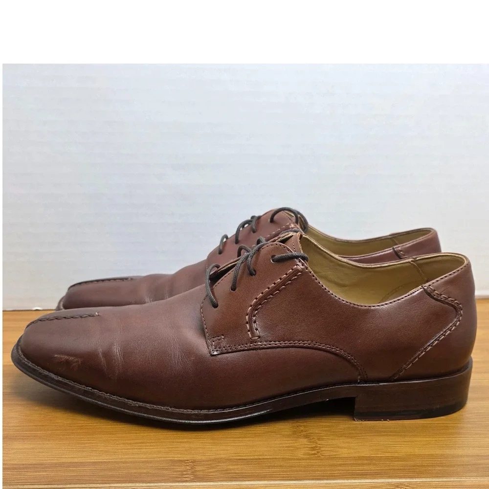 Brass Boots Mens Brown Leather Split Toe Derby Dress Shoes 9.5M 93376-221